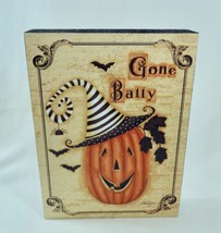 Halloween Gone Batty Wall Box Sign Shelf Sitter Bats Jack O Lantern  - $15.95
