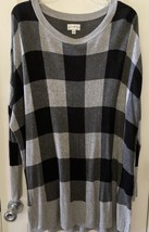Wonderly Black &amp; Gray Buffalo Check Scoop Neck Long Sleeve Sweater XL - $14.85