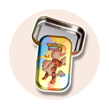 Scarlet &amp; Violet 151 Pokemon Mini Storage Tin: Arcanine and Omanyte (empty) - $12.90