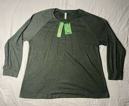 NWT Addtoo Full Tunic Top Women’s 2XL Army Green Long Sleeve Pleated Blouse - $15.00
