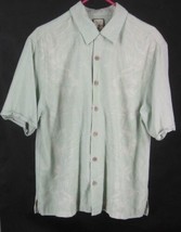 Jamaica Jaxx Men&#39;s Medium Hawaiian Button-Front Green Floral 100% Silk Shirt - $25.15