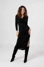 Band Of The Free Dress Small Annabelle Black Cowl Neck Midi Dress Party ... - $39.19