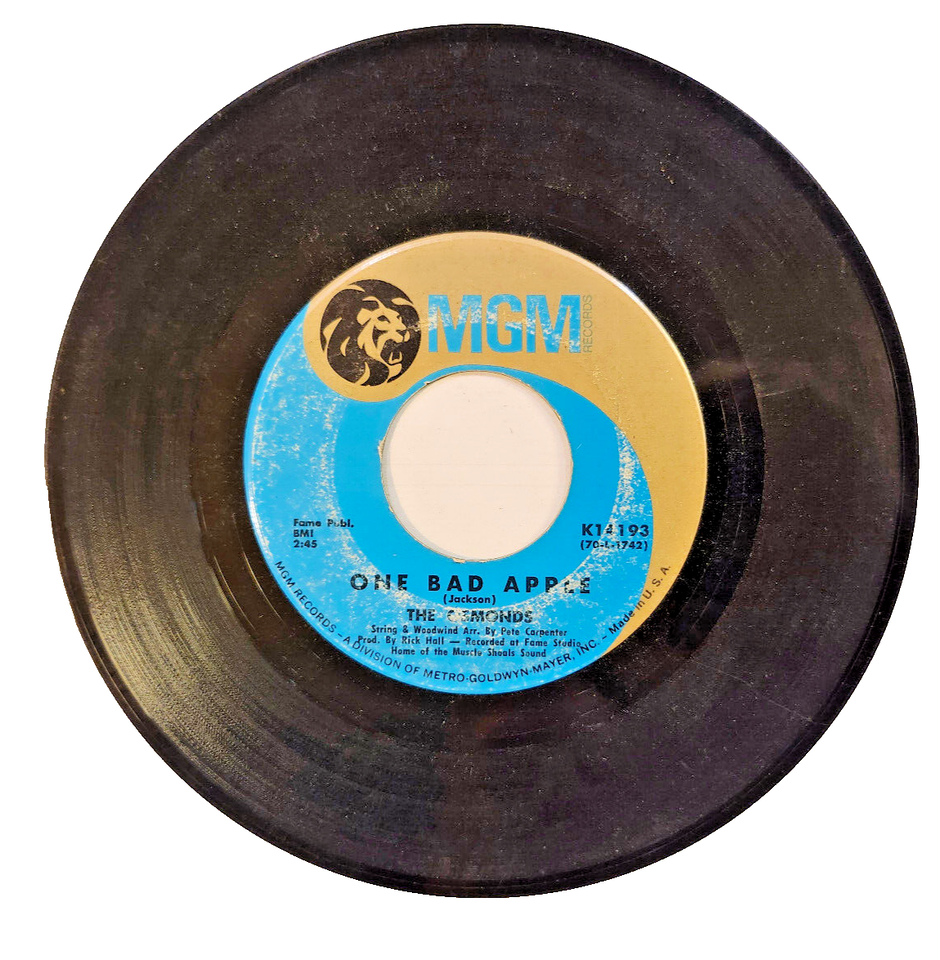The Osmonds One Bad Apple  7&quot; Vinyl Record 1970 MGM Records K14193 DUSTIES - $0.98