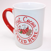 CLASSIC CHRISTMAS HOT COCOA SERVED HERE MUG White Red New Holiday Tea Cu... - £9.08 GBP