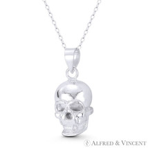 Skull Skeleton Head 3D Dia De Los Muertos Charm 925 Sterling Silver 27mm Pendant - £21.06 GBP+