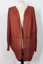 Angel of the North L Rust Orange Open-Front Thin Knit Long Cardigan Sweater - £22.41 GBP