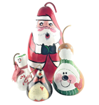 Christmas Gourds Hand Painted Santa Snowman Penguin Set of 4 Local Pickup Only - $48.37