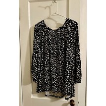Cable &amp; Gauge Womens TOP  1X Hearts Black White Polka Dotted Pullover Va... - £15.92 GBP