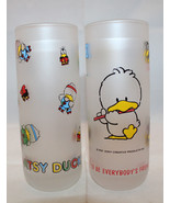 Patsy Duck Sony Creative Products Inc Set of 2 Tall Frosted Glass 1987 1... - £57.96 GBP