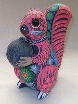 Clay Ceramic Whimsical Seated Squirrel Figurine Hand-painted Mexican Art Q13 - £17.36 GBP