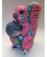 Clay Ceramic Whimsical Seated Squirrel Figurine Hand-painted Mexican Art... - £17.22 GBP