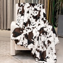 Soft Fleece Double-Sided Cow Print Throw Blanket For Adults, Kids, And Plush - £28.06 GBP
