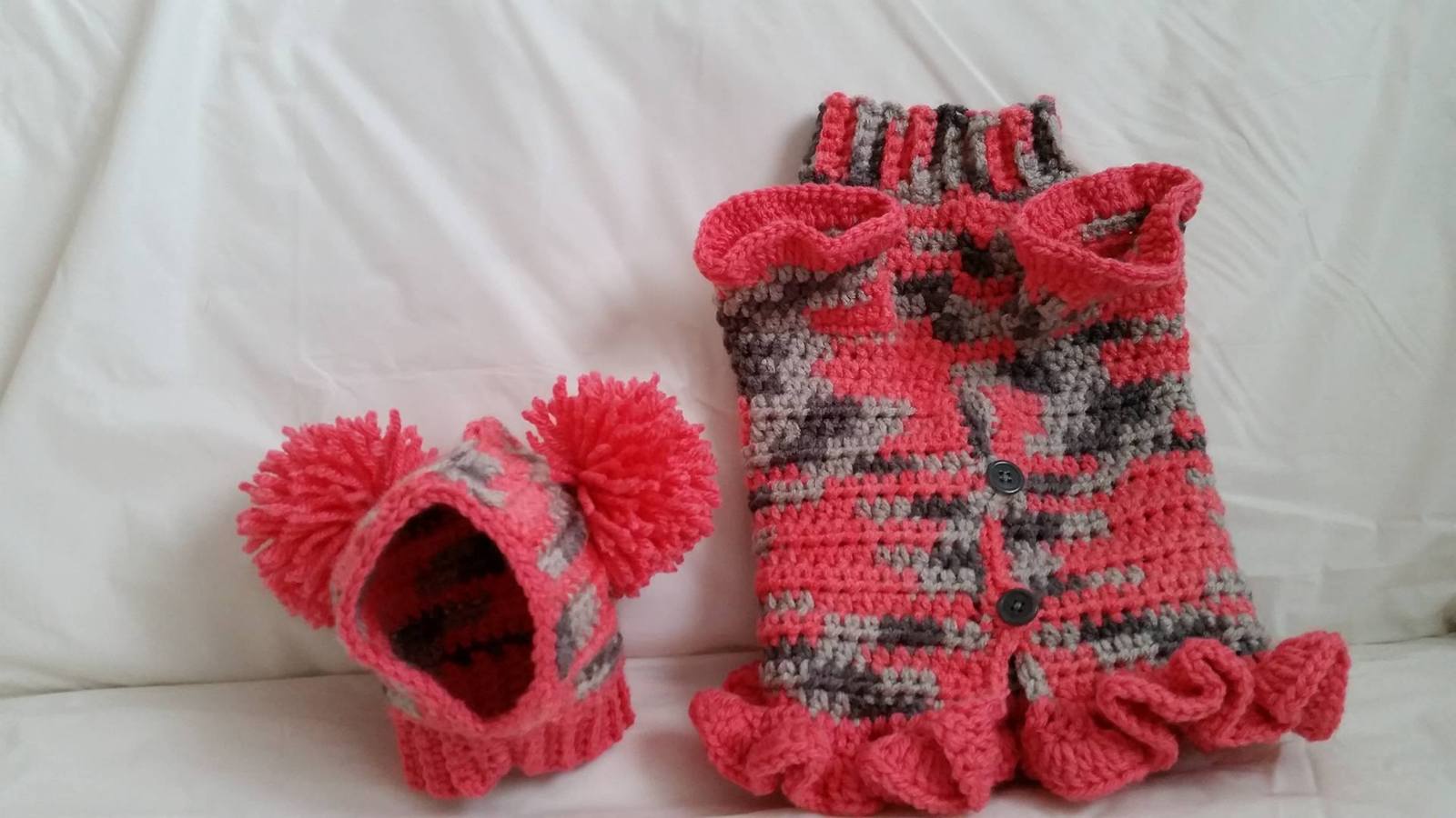 CUSTOM DOG SWEATER WITH HAT AND POM POMS $25 TO $45 - $35.00