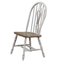 Country Grove Keyhole Windsor Dining Chair Set in Distressed Gray and Br... - £663.59 GBP