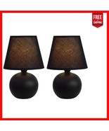 Elegant Black Mini Globe Table Lamp Set with Fabric Shades - Ideal for A... - $46.81 CAD