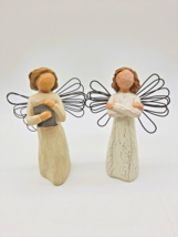 Willow Tree Angels Pair 1999 Angel of Learning 2001 Angel of Strength DEMDACO - £8.75 GBP