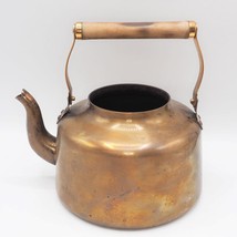 Copper Teapot Kettle Cobre Wood Handle Marked NO LID Good Patina - $34.64