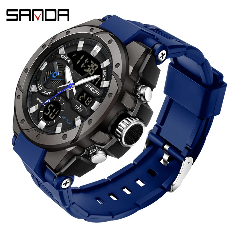 SANDA  Men&#39;s Multifunctional Outdoor  Electronic Watch  G Style LED Digital  50M - £48.53 GBP