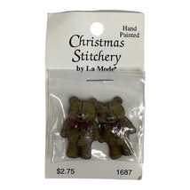 2 La Mode Hand-painted Teddy Bear Buttons Sew-through 1 3/16&quot; 30mm ONE C... - $2.68