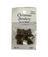 2 La Mode Hand-painted Teddy Bear Buttons Sew-through 1 3/16&quot; 30mm ONE C... - $3.67 CAD