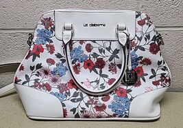 Liz Claiborne White Floral Satchel Purse Bag with Silver Accents - BEAUT... - $35.06 CAD