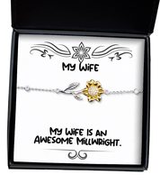 Cool Wife, My Wife is an Awesome Millwright, Joke Holiday Sunflower Bracelet for - £39.07 GBP