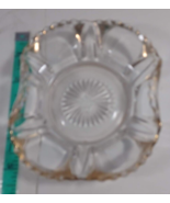 Vintage Crystal Glass Gold Rimmed Small Trinket Bowl Candy Dish Scalloped - $9.90