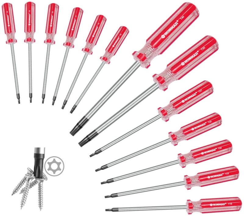 Primary image for RONMAR 13-Piece Magnetic Torx Screwdrivers Set, Security Tamper Proof, T4、T5、T6、