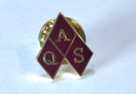 Vintage AQS Pin American Quilters Society Red Enamel Gold Tone Diamond S... - $6.99