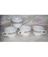 Vintage PYREX Corning WOODLAND Cups / Mugs - Set of 4- White/Brown -Core... - £5.70 GBP