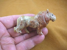(y-lio-ro-408) red tan Lion wild cat carving gem stone gemstone SOAPSTON... - £16.44 GBP