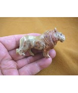 (y-lio-ro-408) red tan Lion wild cat carving gem stone gemstone SOAPSTON... - $21.03