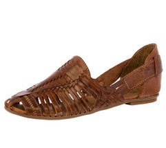 Womens Cognac Authentic Mexican Huarache Sandals Closed Slip On Boho Woven - £27.83 GBP