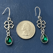 BAQ Emerald Green Crystal &amp; Silver 4-Leaf Dangle Earrings - $49.50