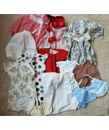 Handmade Baby Doll Clothes 17 Pieces Dresses Coat Bonnets Diapers Romper... - £31.75 GBP