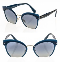 Miu Miu Rasoir 53T Layers Blue Silver Cat Eye Flat Sunglasses MU53TS Authentic - £191.81 GBP