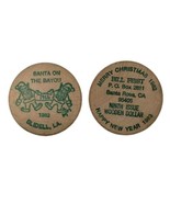 1982-1983 Wooden Token Lot Of 2 BILL FEIST Sliddel Christmas 2&quot; Dollar - £9.40 GBP