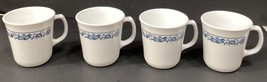 Set of 4 Vintage Pyrex Old Town Blue Onion Milk Glass Coffee Mugs - £10.48 GBP