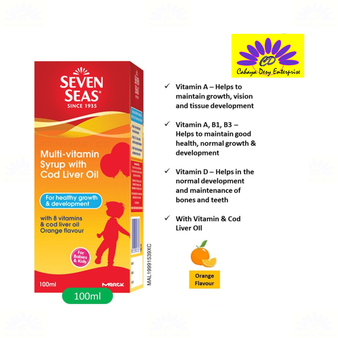 3 X Seven Seas Multivitamin Syrup Cod Liver Oil Orange Flavour for Kids ...