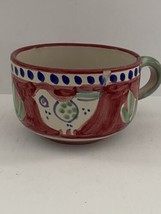 Vintage Solimene Vietri Italy Cranberry Red Bird Chicken Coffee Tea Cup Mug - £15.73 GBP