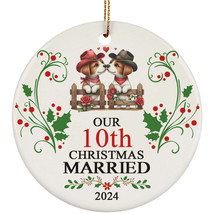 Our 10th Years Christmas Married Ornament Gift 10 Anniversary &amp; Cute Dog Couple - $14.80