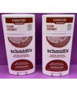 (2 Pack) Schmidt&#39;s Aluminum-Free Vegan Deodorant Clean Coconut for Women... - $31.94 CAD