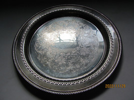 Vintage WM Rogers 12&quot; Round Silverplate Serving Tray Platter #170 Etched... - £7.85 GBP