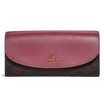 NWT Coach F54022  Women&#39;s Slim Envelope Wallet Brown Rouge PVC &amp;  Leather $250 - £46.23 GBP