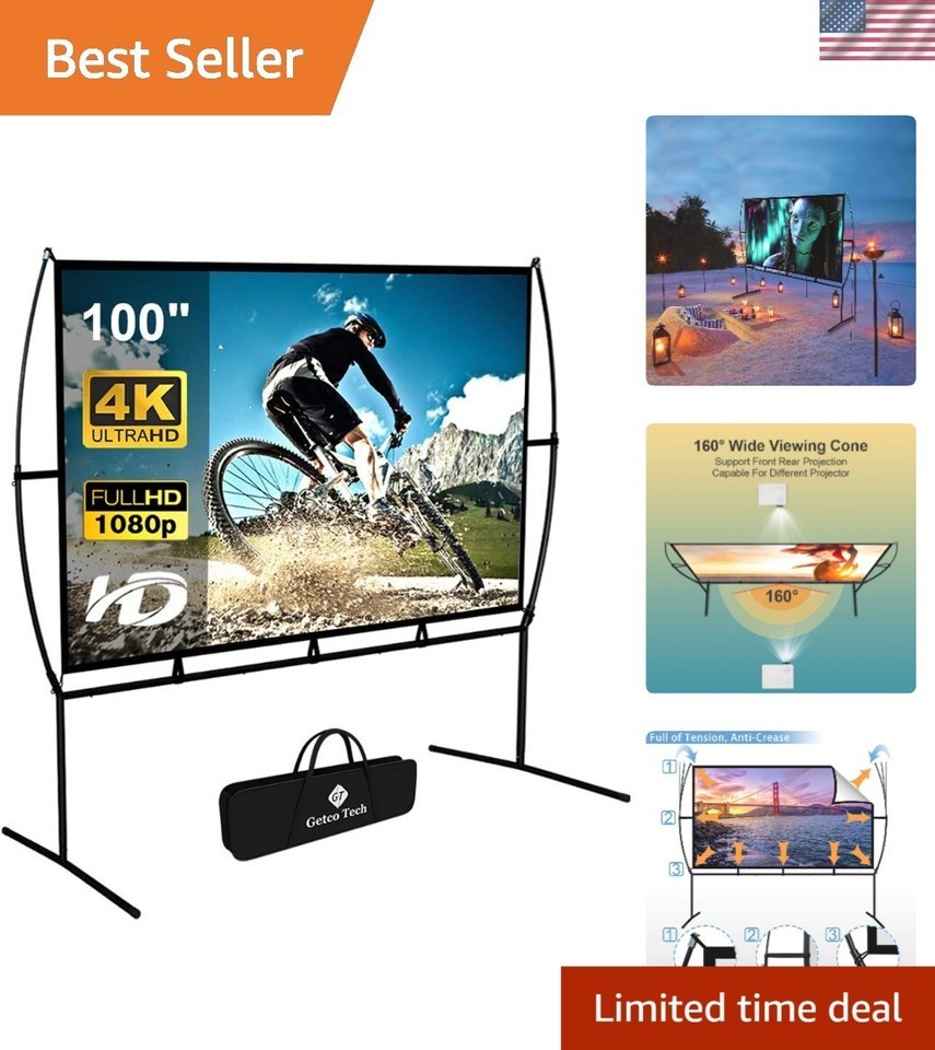 Ultimate Foldable Movie Screen - 100 Inch, Indoor/Outdoor Use with Carry... - £65.77 GBP