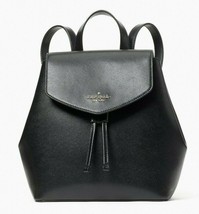 New Kate Spade Lizzie Saffiano Leather Medium Flap Backpack Black - £89.57 GBP