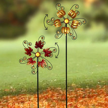 Fall Wind Spinner Stakes Windmill Yard Garden Accent Choose LEAVES or PU... - £23.59 GBP+