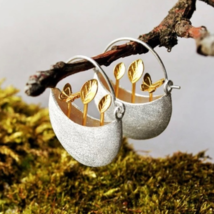Unique Handcrafted Silver Drop Earrings - Flower Garden Jewelry Design ! - £11.81 GBP
