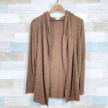 Silence &amp; Noise UO Hacci Knit Hooded Cardigan Sweater Brown Longline Womens XS - £15.65 GBP
