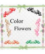 Color Flowers1aa-Digital ClipArt-Art Clip-Gift Tag-Notebook-Scrapbook-ba... - $37.17 MXN